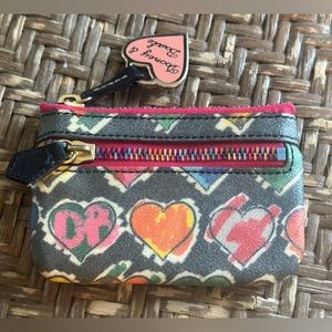 Dooney & Bourke heart 💜 coin purse with key ring/zipper pull